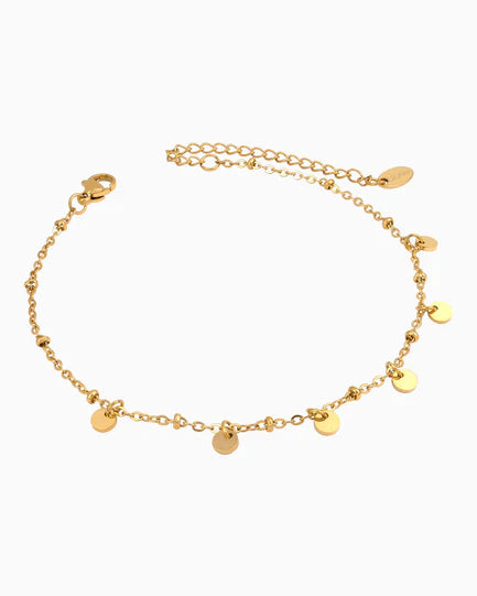 Stainless Steel Gold Plated Flat Disc Anklet