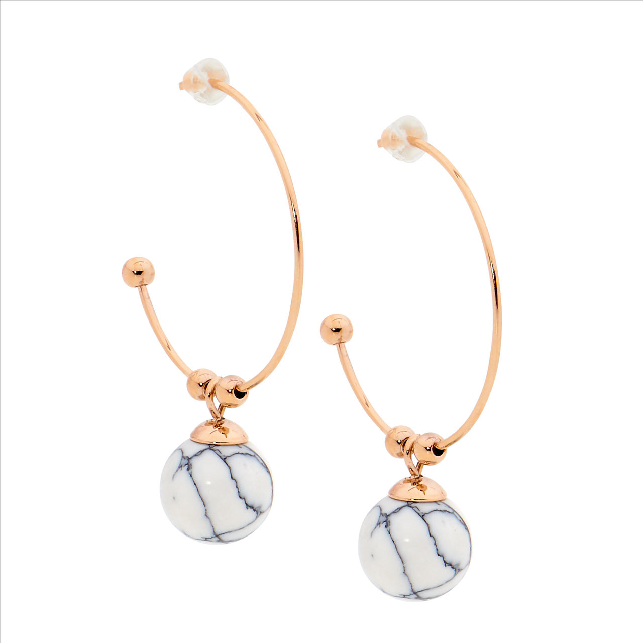 Howlite Steel Fine Hoop Earring