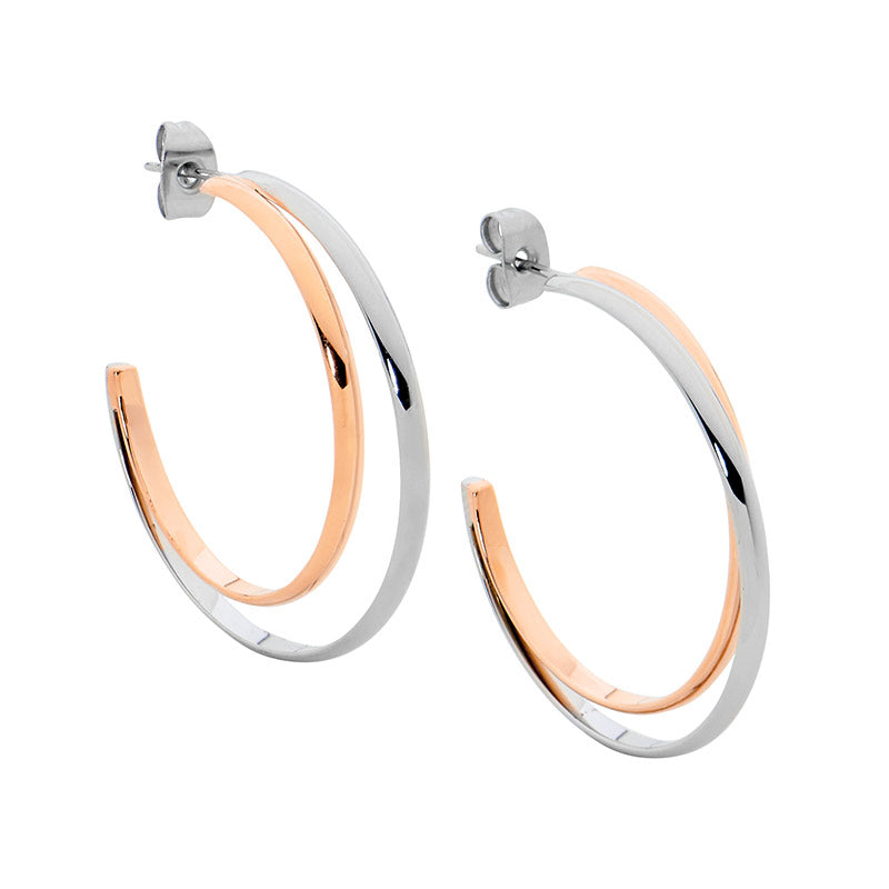 Steel Double Hoop Earring