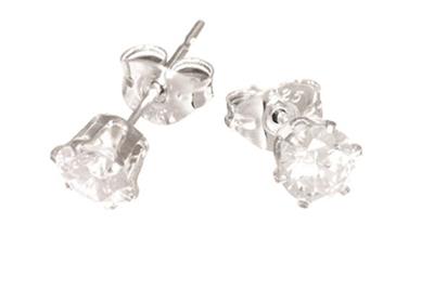 Sterling Silver White Cubic Zirconia Studs
