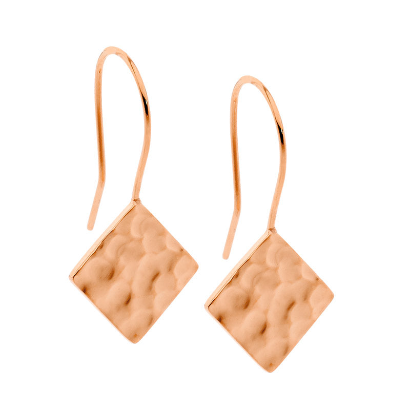 Hammered Effect Square Drop Earring