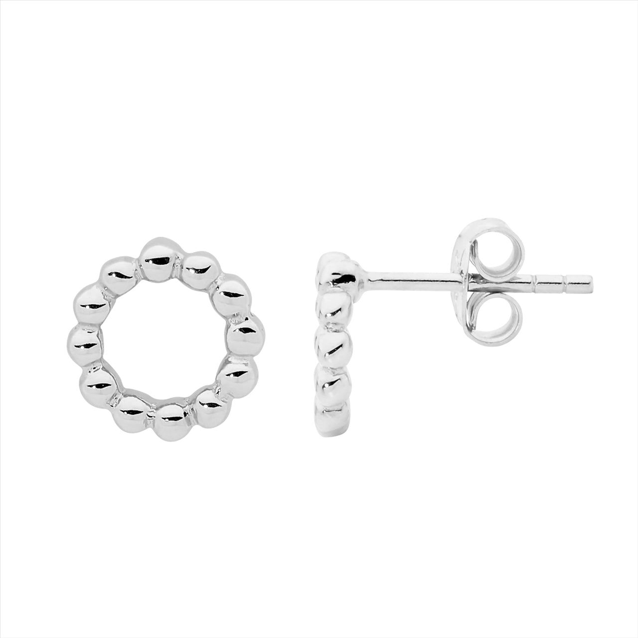 Bubble Open Circle Stud Earring Silver
