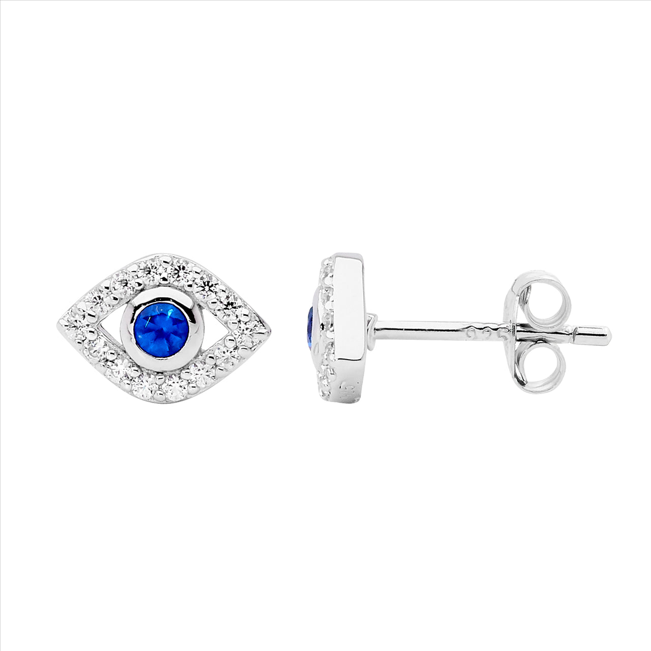 Sterling Silver Evil Eye Earrings