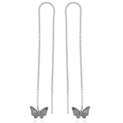Sterling Silver Butterfly Thread Earrings