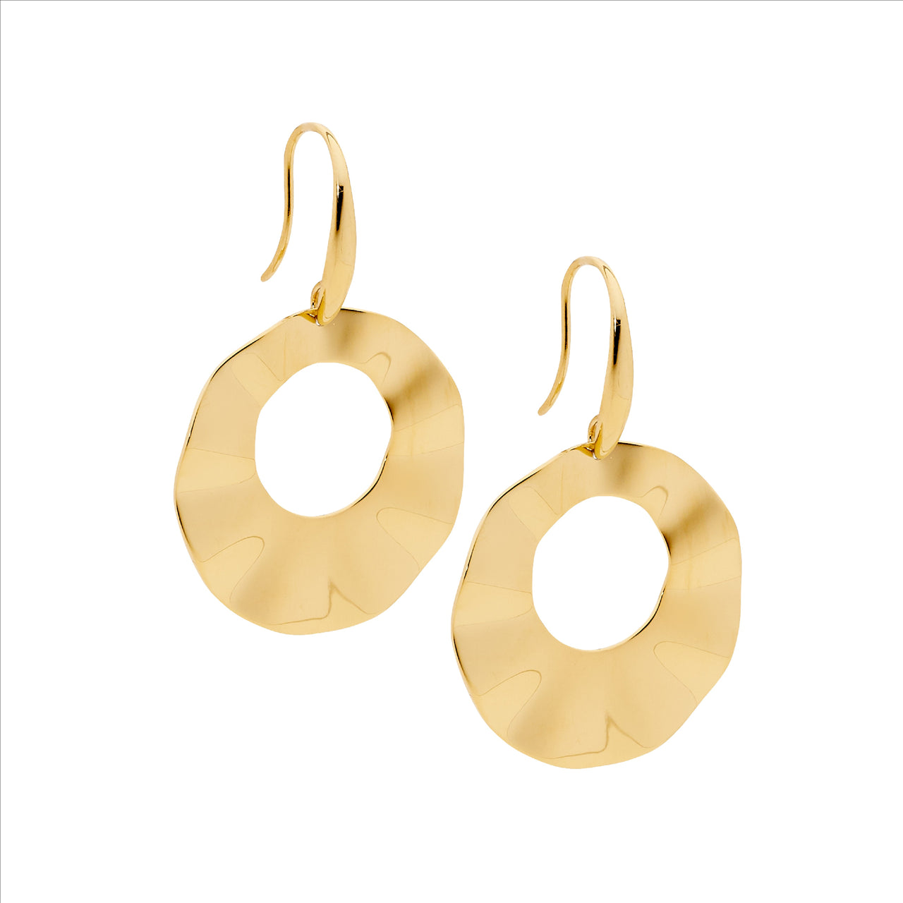 Open Wavy Circle Drop Earring with Gold Plate