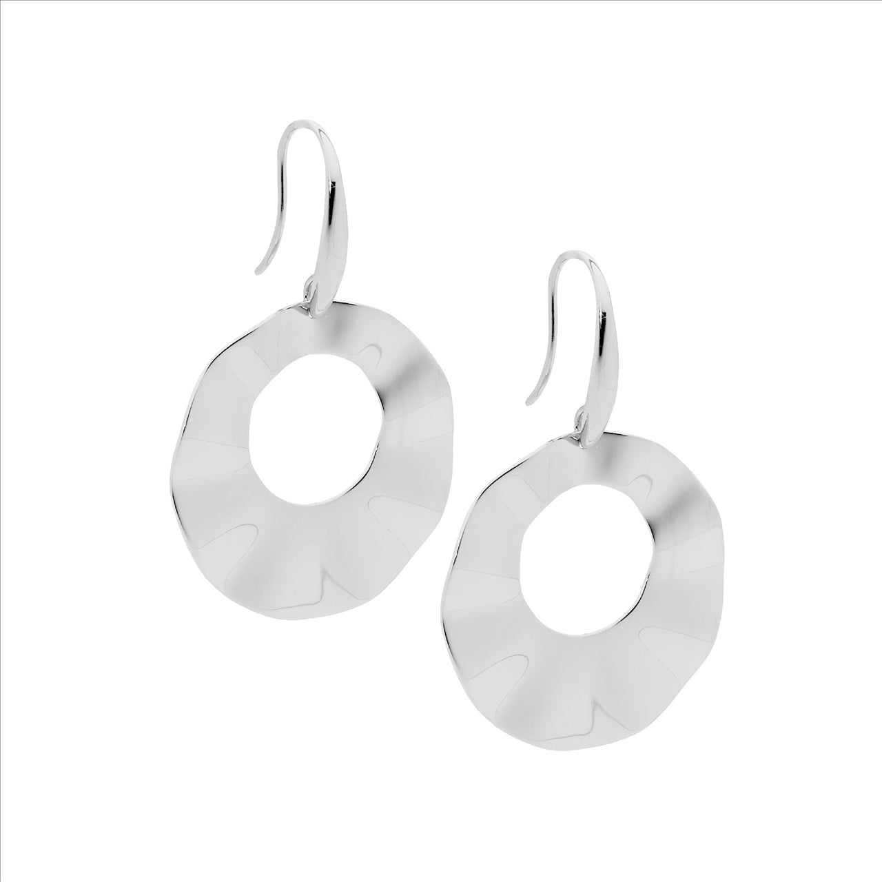 Open Wavy Circle Drop Earring