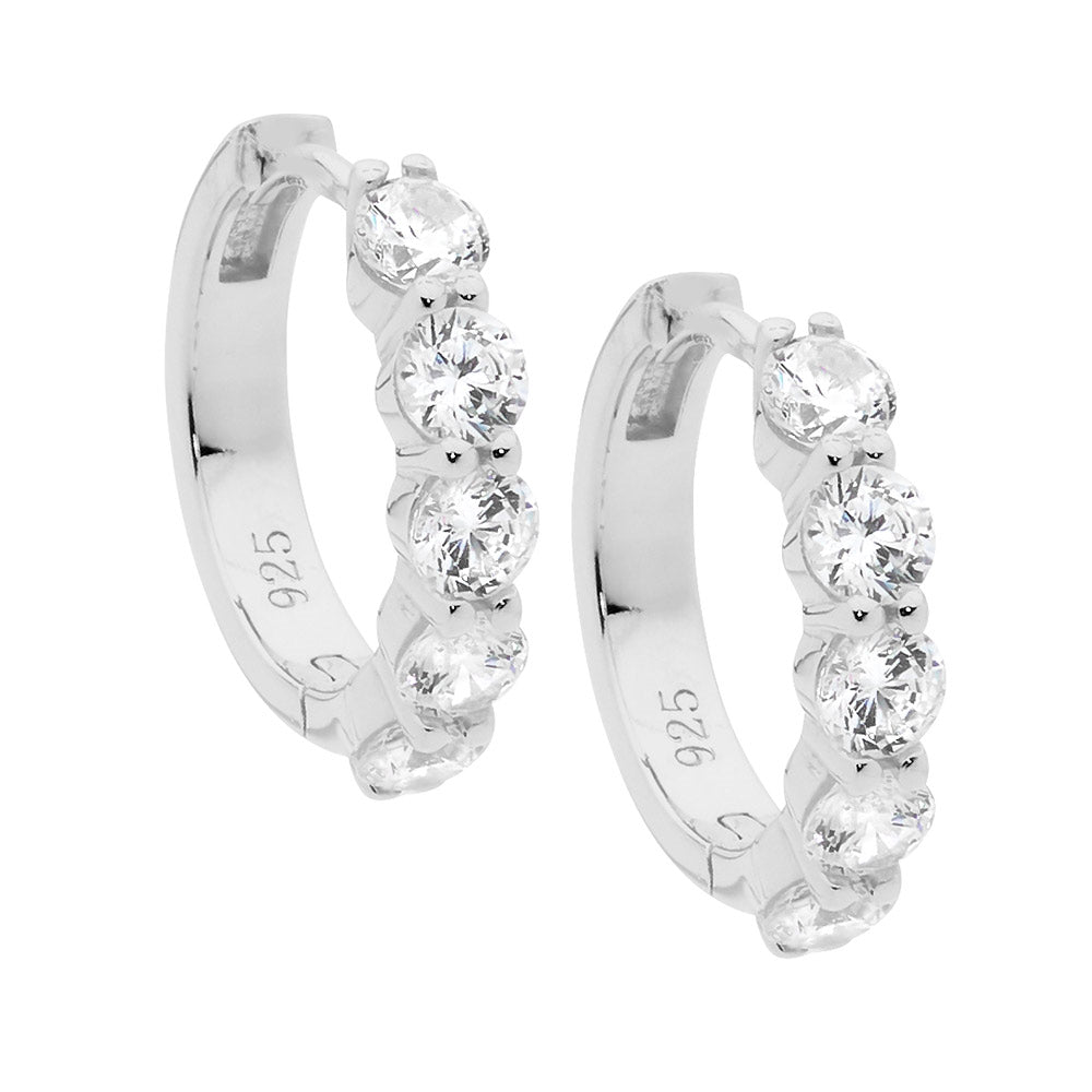 Sterling Silver Hoop Earrings with CZ