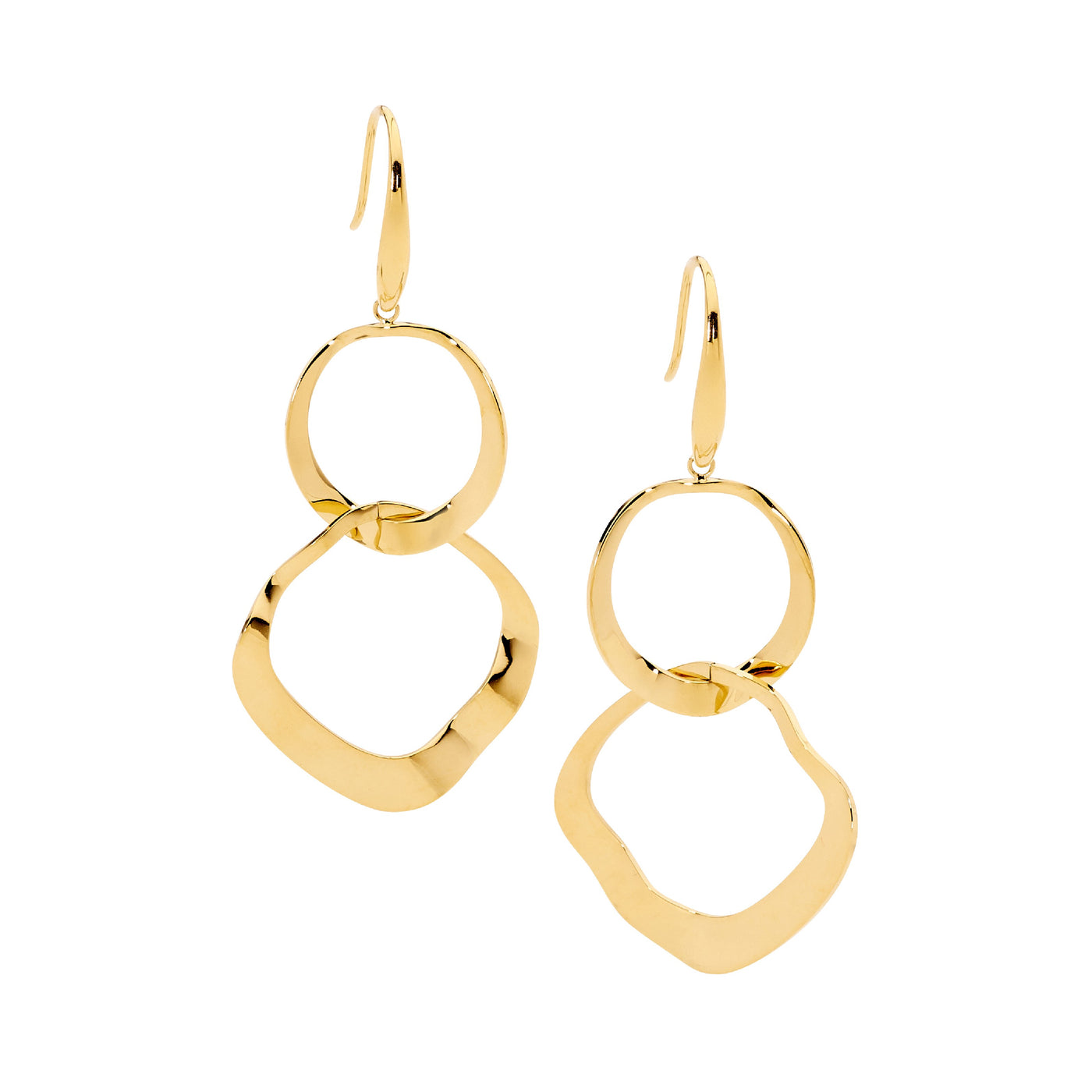 Double Wave Open Circle Drop Earrings