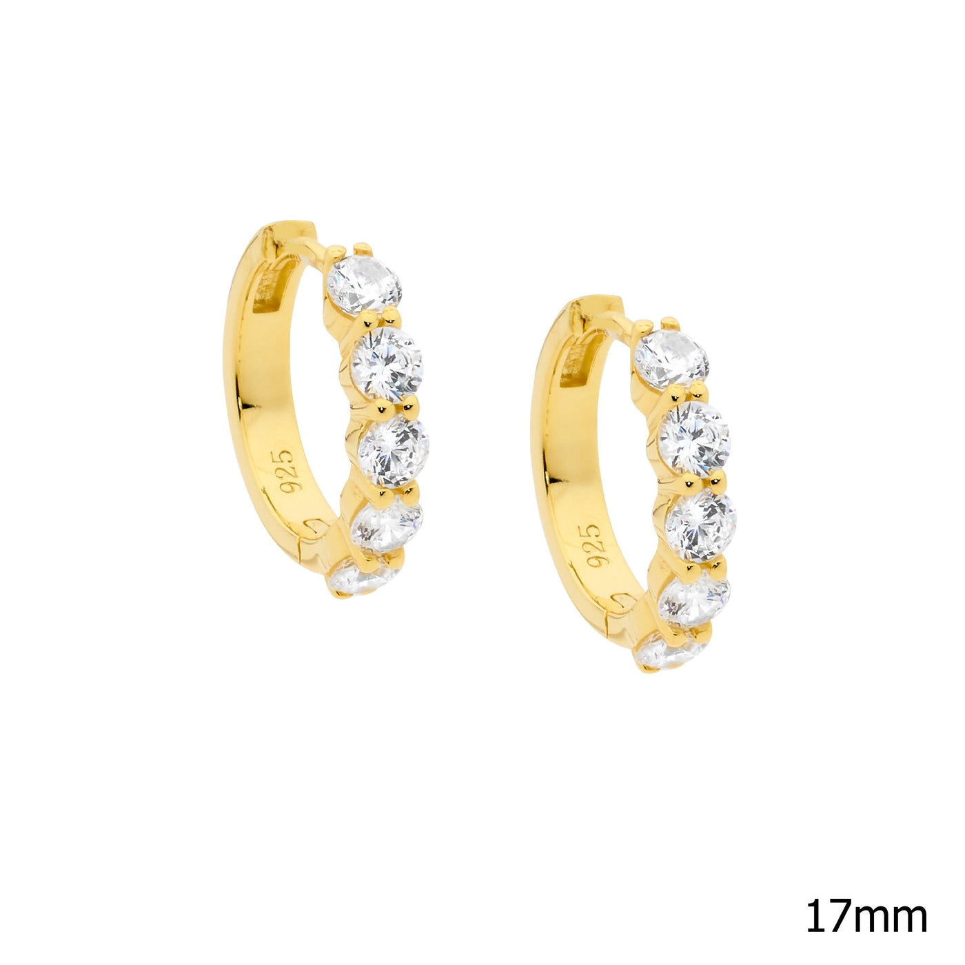 Gold Plate CZ Hoop Earrings