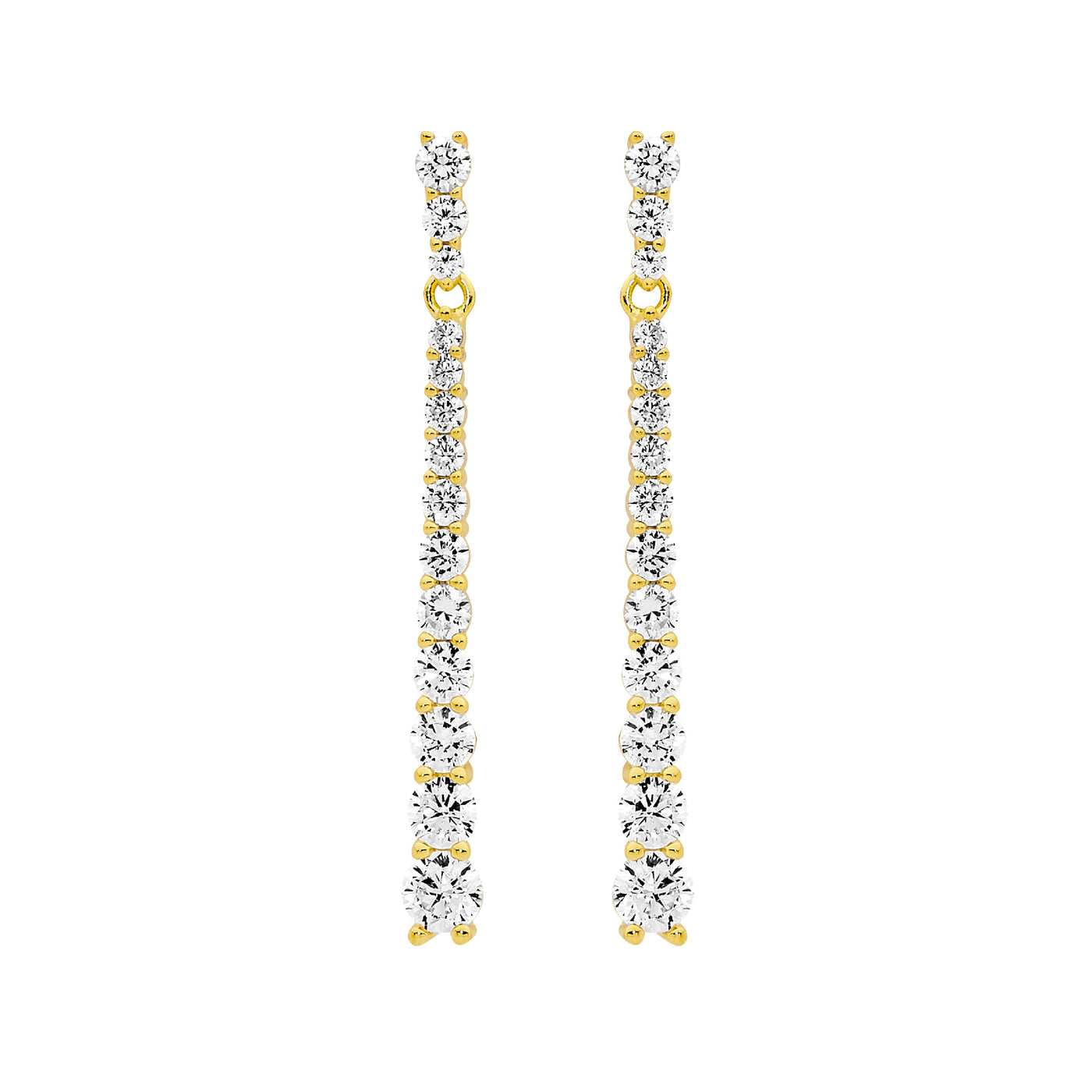 Gradual Drop Gold Plate Earrings with Cubic Zirconia