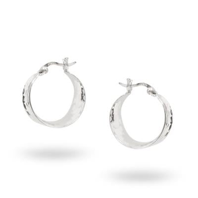 Sterling Silver Flat Textured Hoop Earring