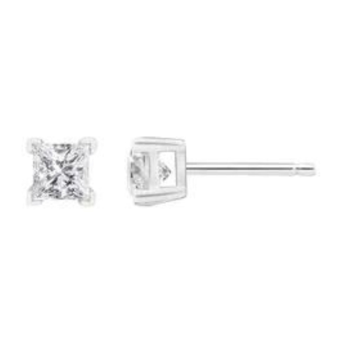 Swarovski Crystal Sterling Silver Princess Cut Earrings