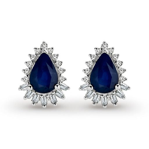 9ct White Gold Sapphire & Diamond Earrings