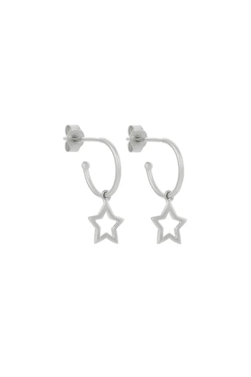 STAR HOOP EARRINGS SILVER