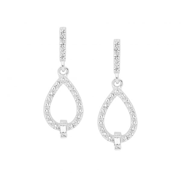 Sterling Silver CZ Teardrop Earrings