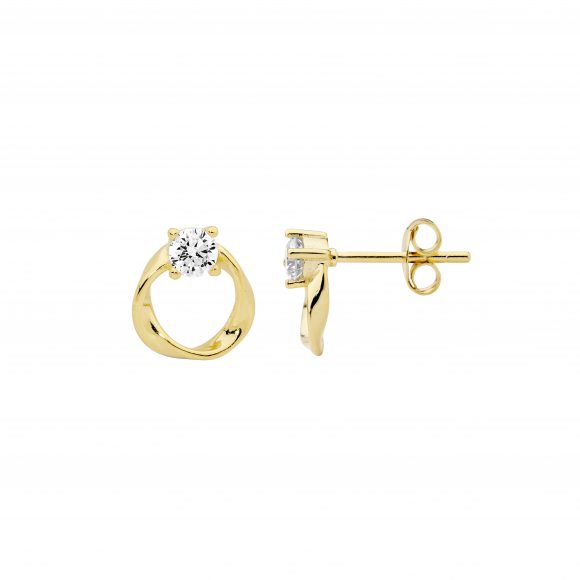 Gold Plate Circle Stud Earrings