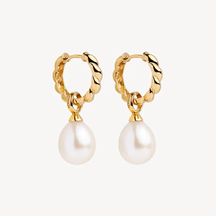 Dew Drop Gold Plate Pearl Earrings