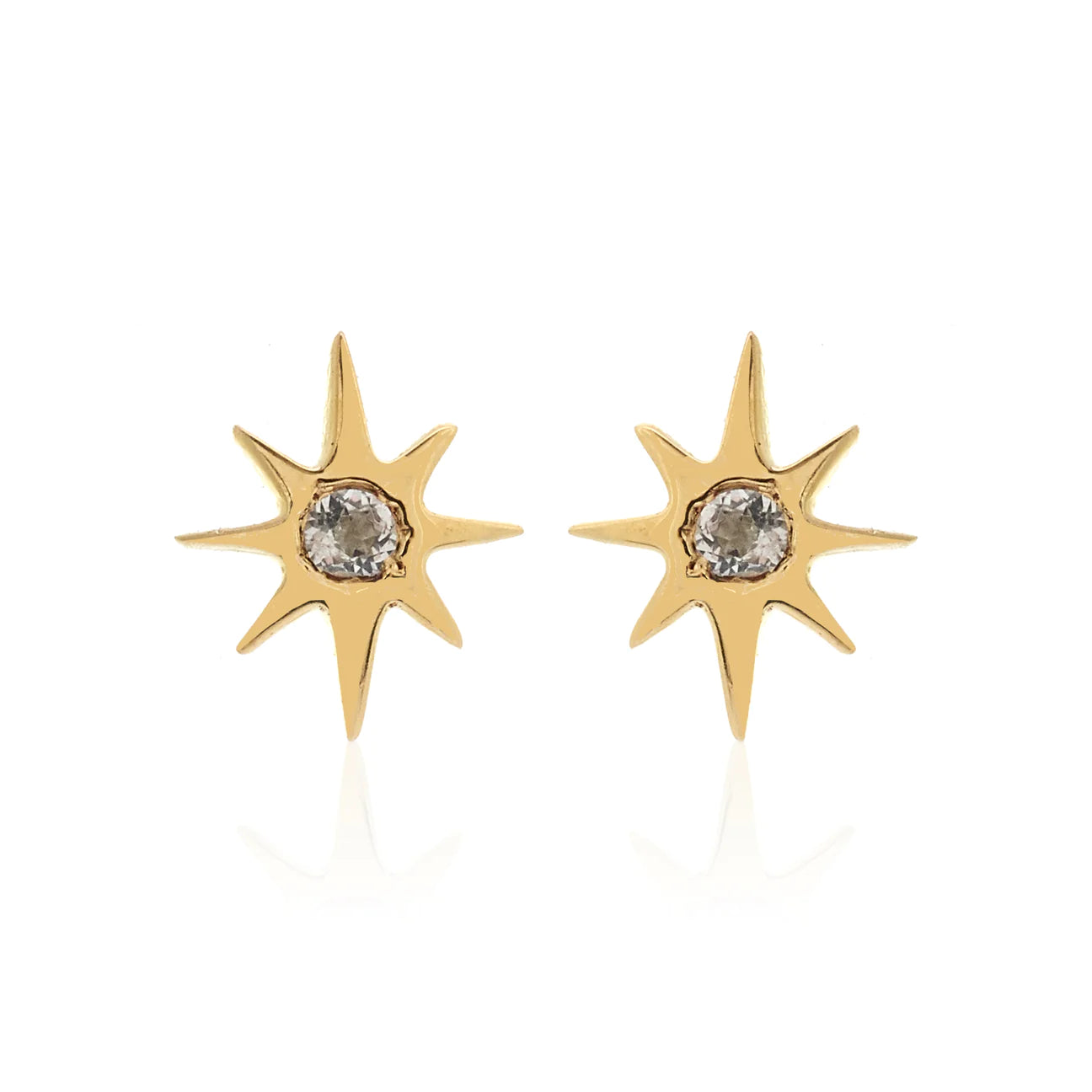 Silk & Steel Superfine Star Studs - Gold + White Topaz