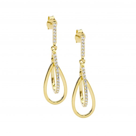 Double Drop Earrings with Cubic Zirconia