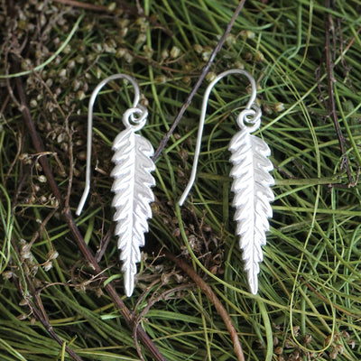 Sterling Silver Silver Fern Earrings
