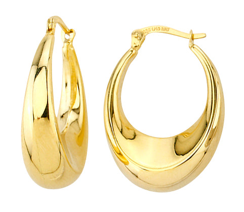 9ct Yellow Gold Silver Bonded Oval Hoops