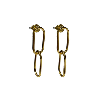 Steel Me Gold Plate Paperclip Chain Earrings
