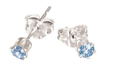 Sterling Silver Blue CZ Stud Earrings