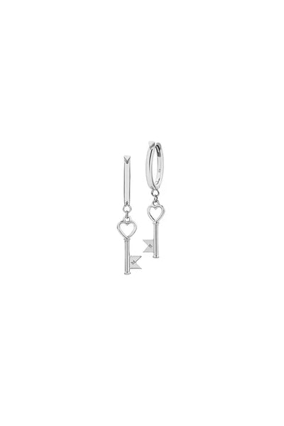 Karen Walker Silver Monogram Key Earrings