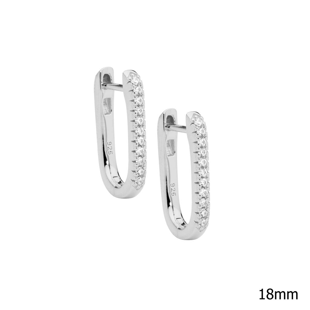 Sterling Silver Oval CZ Hoops