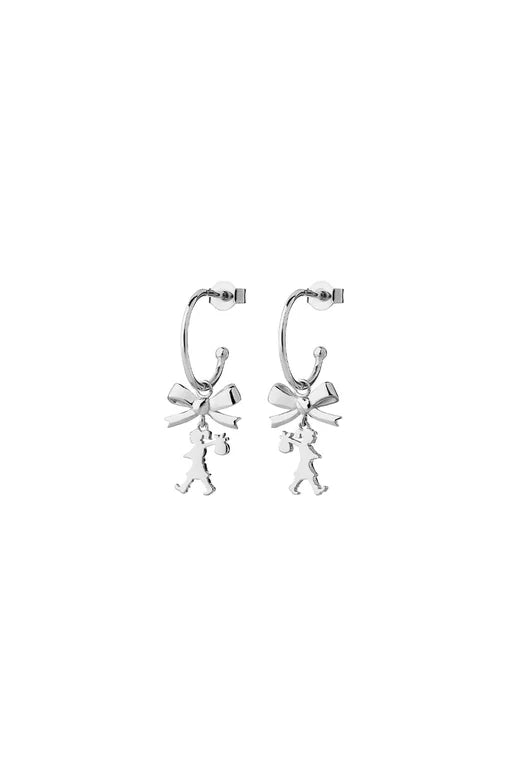 Karen Walker Mini Girl with a Bow Hoops in Silver