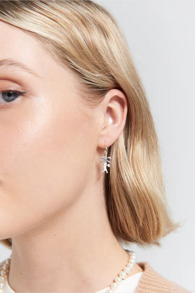 Karen Walker Mini Girl with a Bow Hoops in Silver