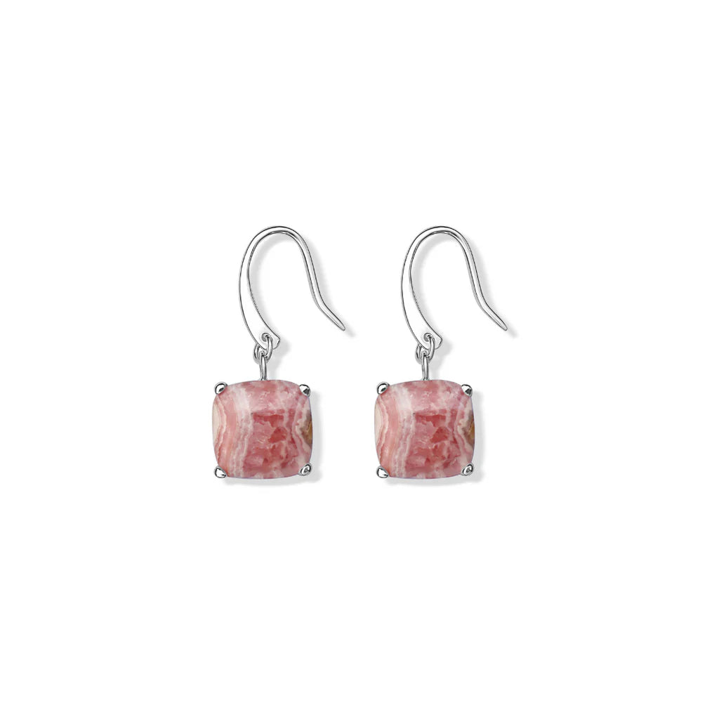 La Stele Sterling Silver Rhodochrosite Dome Earrings