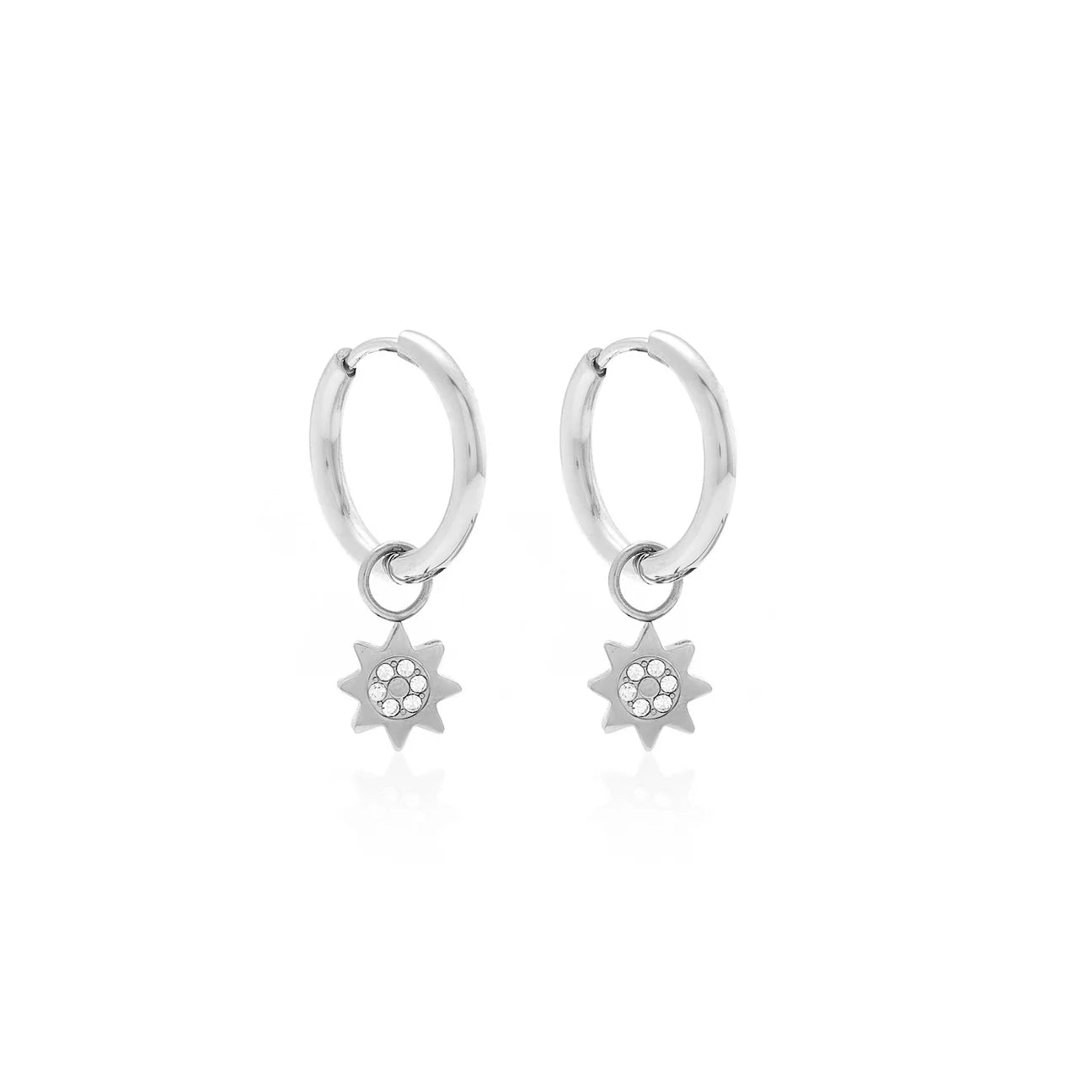 Silk & Steel Nova / Hoop Earrings / CZ + Silver