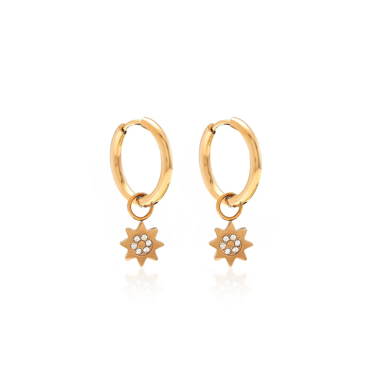 Silk & Steel Nova / Hoop Earrings / CZ + Gold