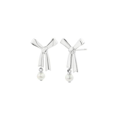 Karen Walker Sterling Silver Bow Studs with Pearl