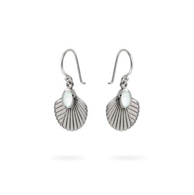 Sterling Silver Fan Style Earrings with Mother of Pearl