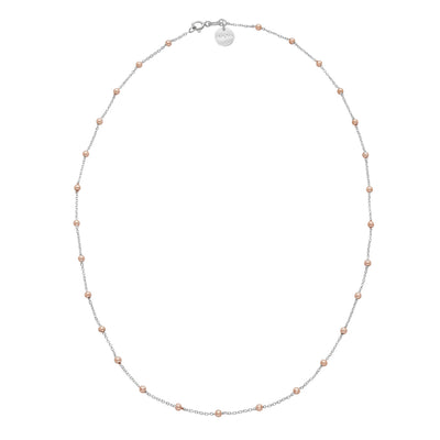 Sterling Silver Algonquin Necklace with Rose Gold Plated Balls