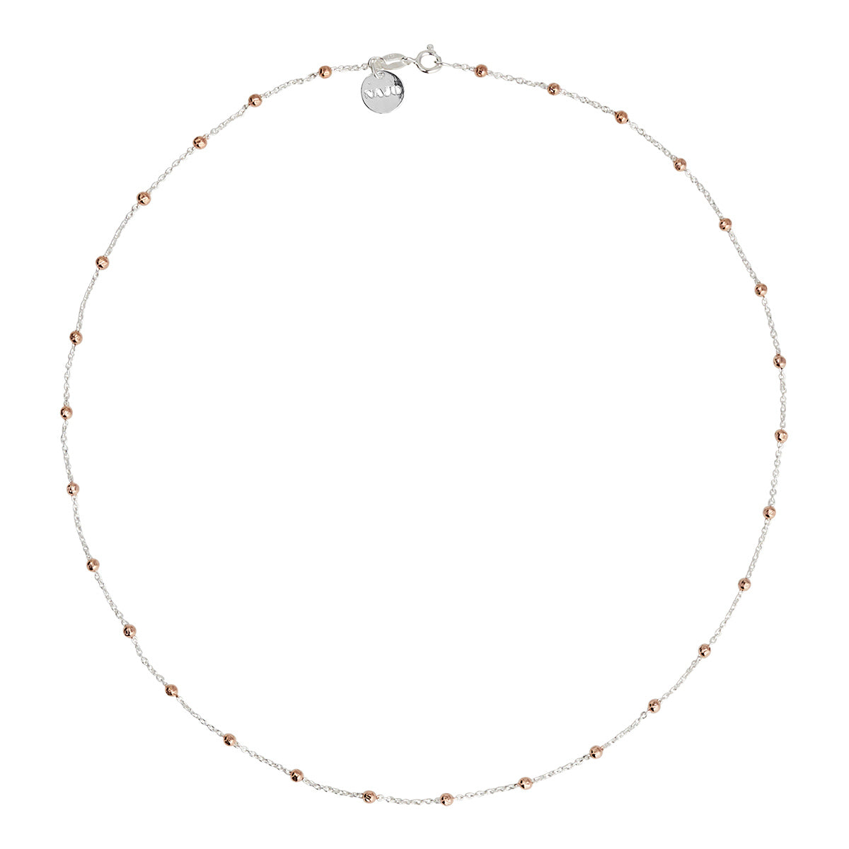 Sterling Silver Algonquin Necklace with Rose Gold Plated Balls