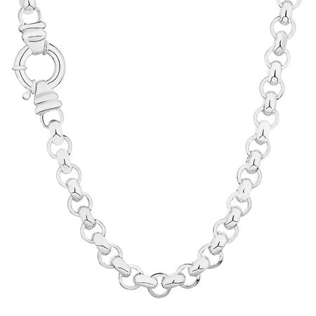 Sterling Silver Belcher Chain Necklace with Euro Bolt Ring
