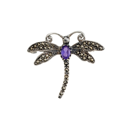 Sterling Silver Marcasite Dragonfly Brooch