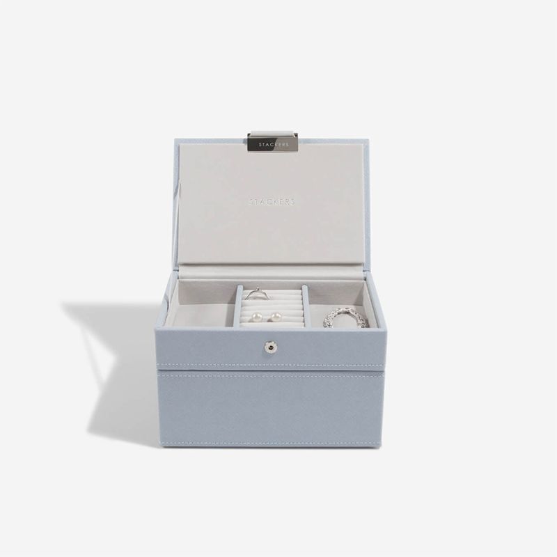 Stackers Mini Jewellery Box Set of Two – Dusky Blue