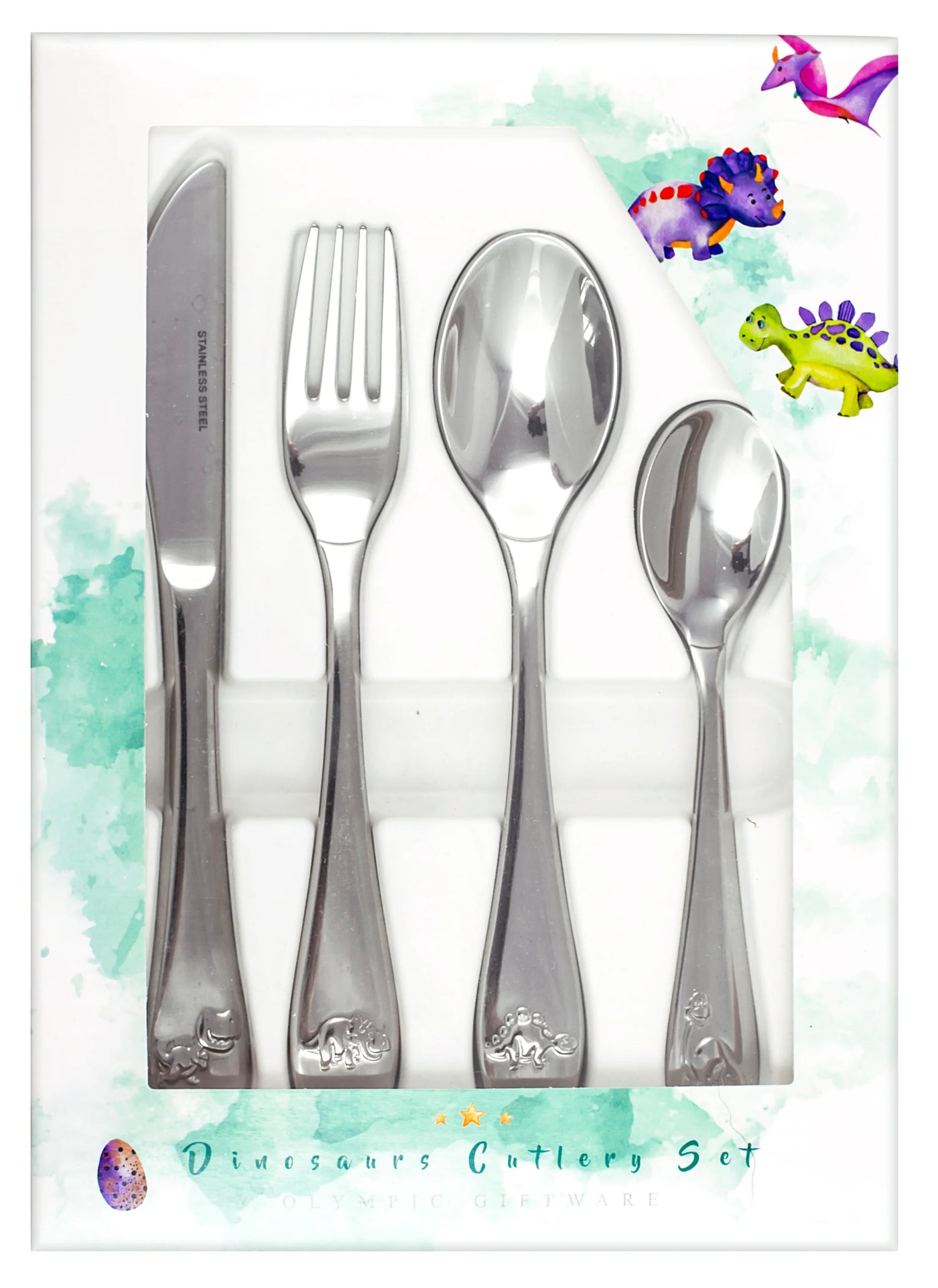 Silver Plate Children's Dinosaur Cutlery Set