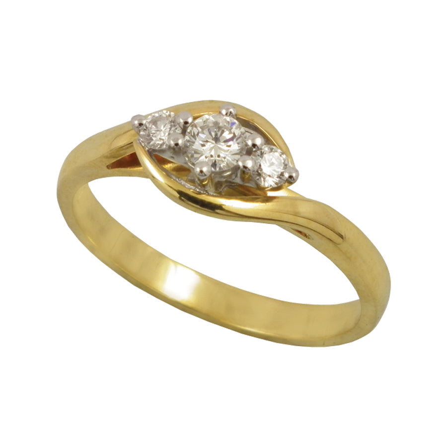 9ct Yellow Gold & Diamond Three Stone Sweep Surround Ring