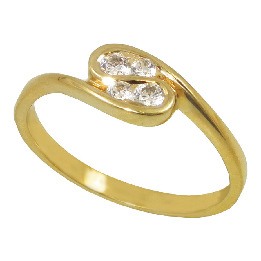 9ct Yellow Gold Wave Style Diamond Ring