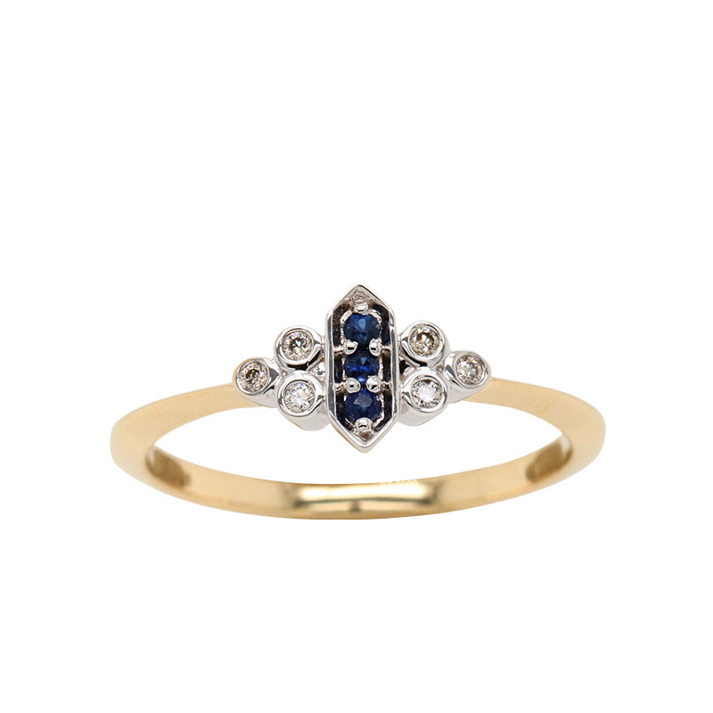 9ct Yellow Gold Fine Sapphire & Diamond Ring
