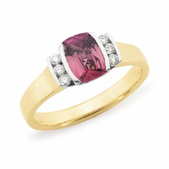 9ct Cushion Cut Pink Tourmaline & Diamond Ring