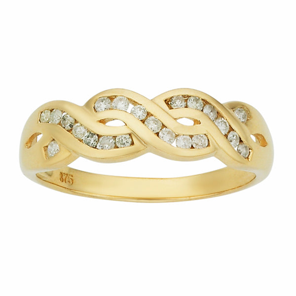 9ct Yellow Gold Braided Diamond Ring