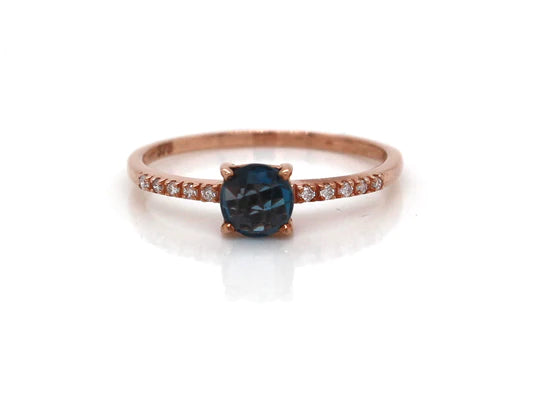 9ct Rose Gold Londone Blue Topaz Ring
