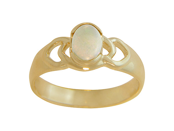 9ct Yellow Gold White Opal Ring