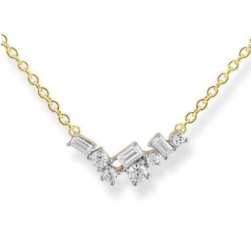 9ct Yellow Gold Geometric Style Diamond Necklace